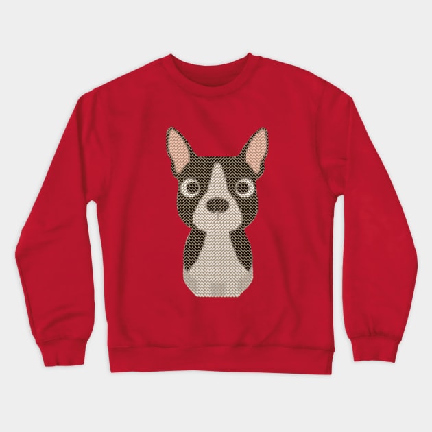 Boston Terrier Ugly Christmas Sweater Design Crewneck Sweatshirt by DoggyStyles